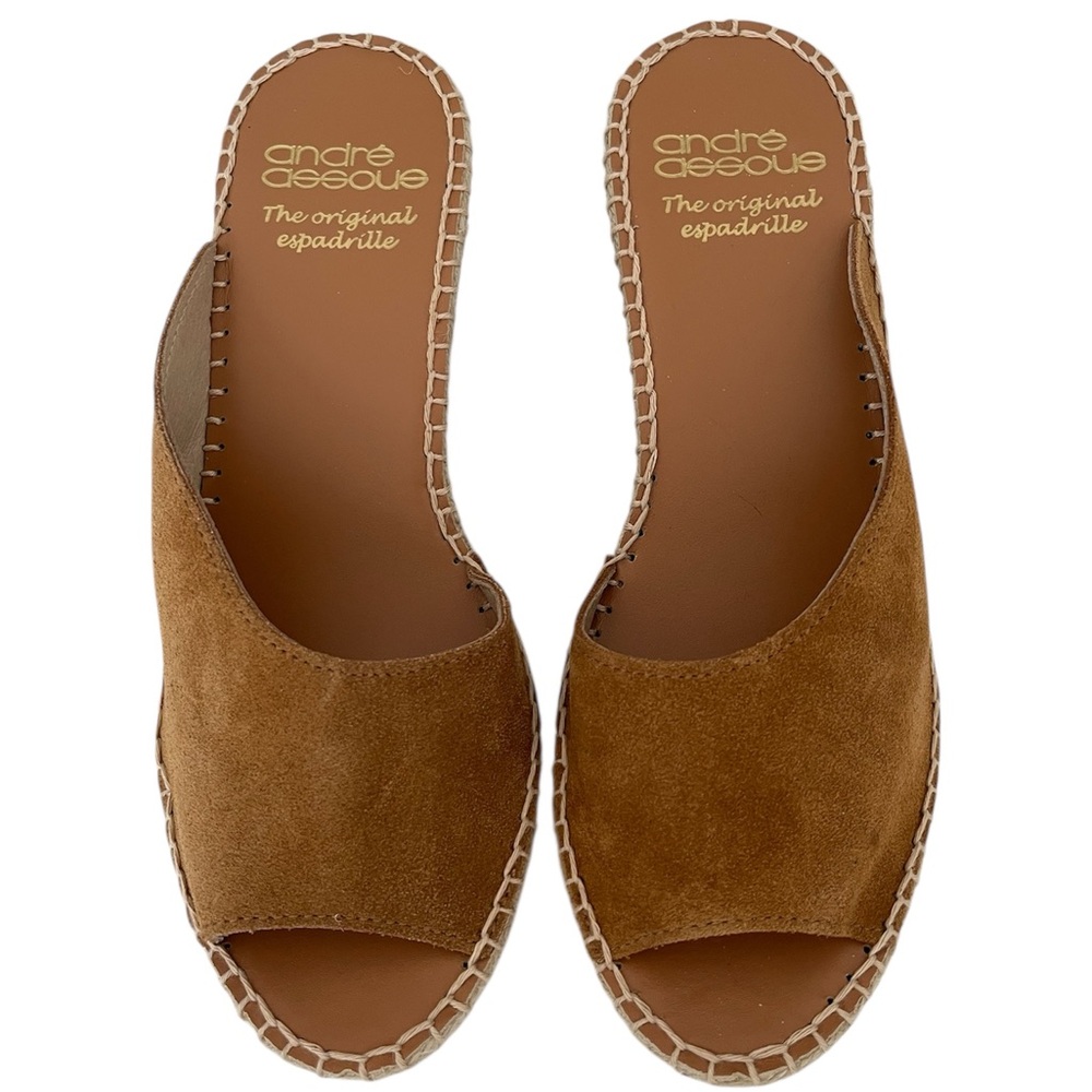 Andre Assous Catarina Suede Espadrille Women's Size 9 Brown Wedge Heel